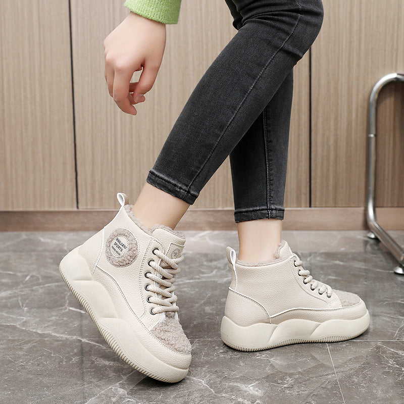 Damen hohe Sneaker mit flauschigem Innenfutter und robuster Sohle R&B