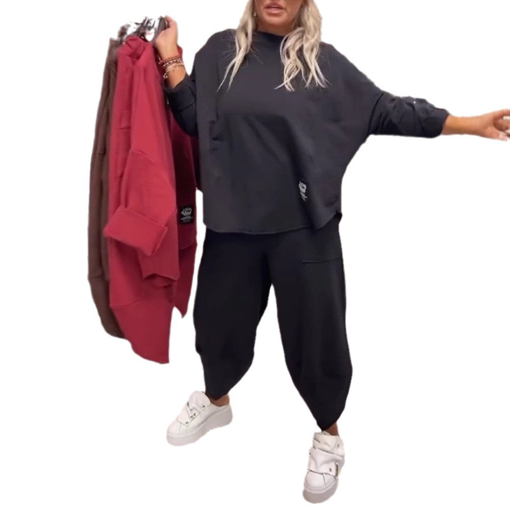 Damen nan Lounge-Ensemble aus Oversize-Cape-Sweatshirt und konischer Jogpant R&B