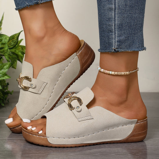 Damen Komfortable Mules mit modischem Schnallen-Detail und anatomischem Fußbett R&B