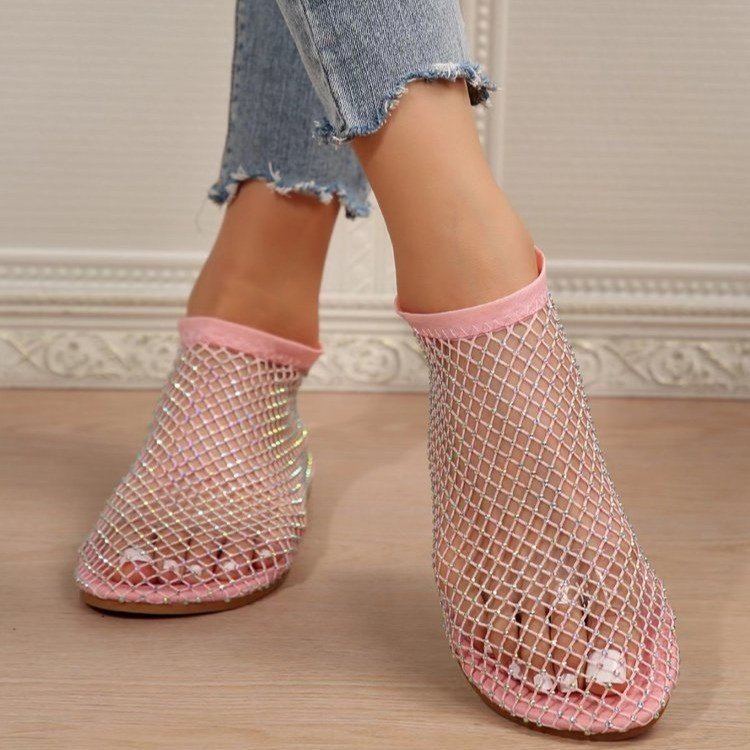 Damen Netz-Sneaker mit funkelnden Akzenten und offenem Zehenbereich R&B