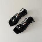 Damen Modische Plateau-Sandalen mit dekorativen Riemen und bequemer Innensohle