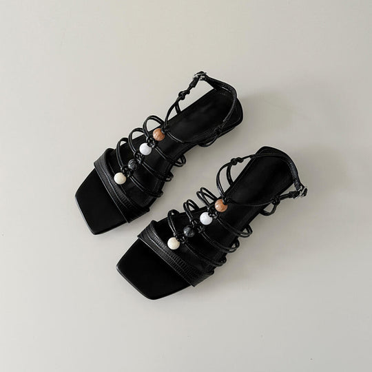 Damen Modische Plateau-Sandalen mit dekorativen Riemen und bequemer Innensohle R&B