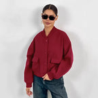Damen Oversized Blazerjacke mit voluminösen Ärmeln und praktischen Taschen R&B
