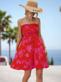 Damen luftiges Sommerkleid mit elastischem Taillenband und floralem Volant R&B