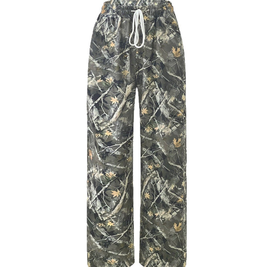 Damen Camouflage Palazzo-Hose mit elastischem Bund und komfortablem Schnitt R&B