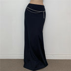 Damen Eleganter Midi-Rock mit seitlichem Schlitz und elastischem Bund R&B