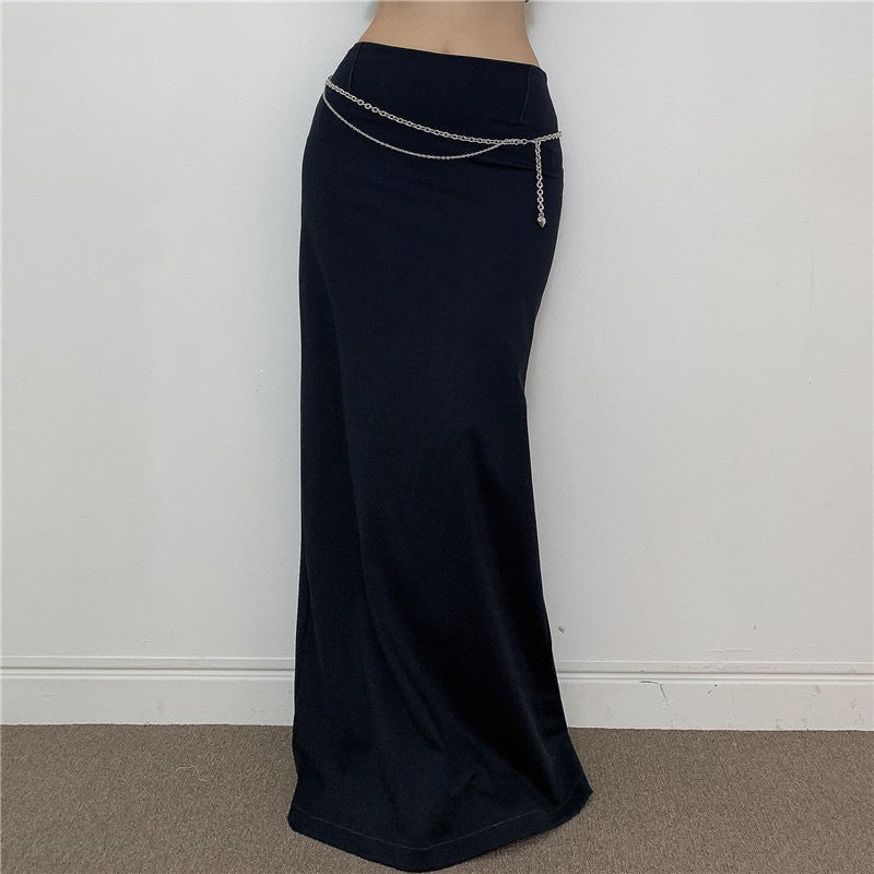 Damen Eleganter Midi-Rock mit seitlichem Schlitz und elastischem Bund R&B
