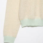 Damen Strickjacke mit zartem Muster und farblich abgesetzten Details R&B