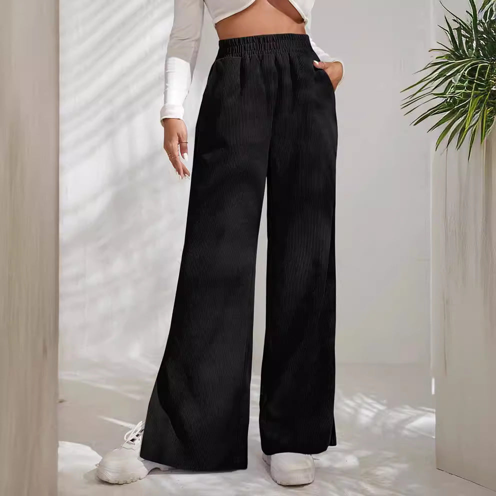 Damen weite Cordhose mit seitlichen Schlitzen und elastischem Bund R&B