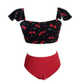 Damen Bikini-Set mit floralem Oberteil und hohem Taillen-Slip R&B