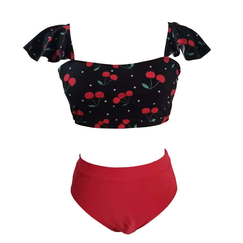 Damen Bikini-Set mit floralem Oberteil und hohem Taillen-Slip R&B