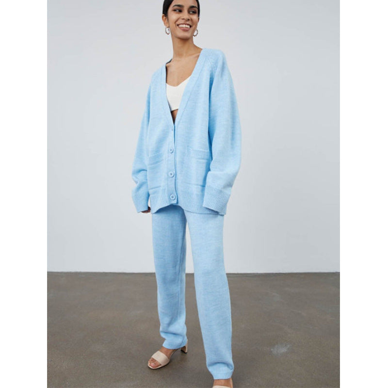 Damen Strickcardigan mit tiefem V-Ausschnitt und großen Taschen R&B