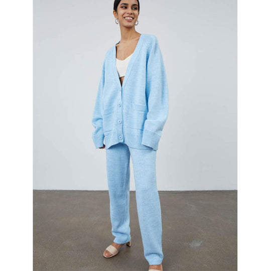 Damen Strickcardigan mit tiefem V-Ausschnitt und großen Taschen R&B