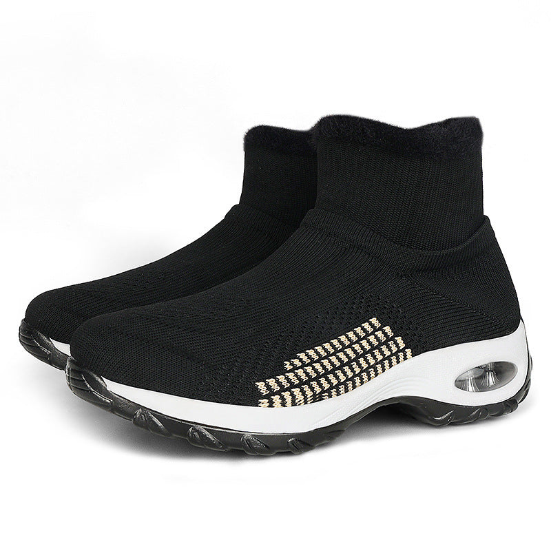 Damen High-Top Sport-Sneaker mit atmungsaktivem Strickoberteil und isolierendem Futter