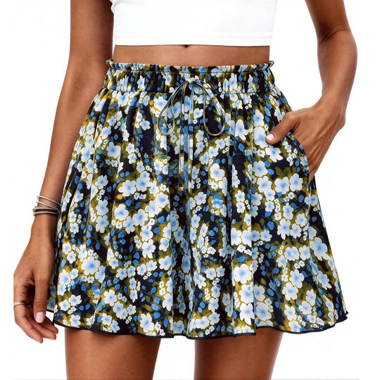 Damen Modischer Sommerrock mit elastischem Bund und Taschen R&B