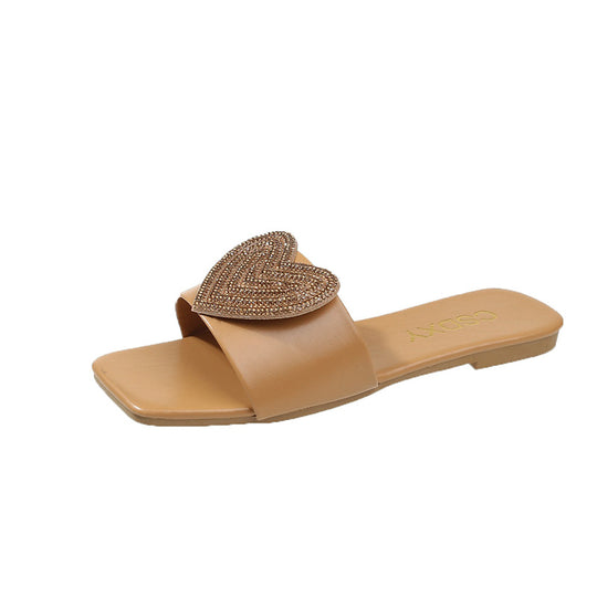 Damen Glamouröse Slipper mit Herz-Applikation R&B