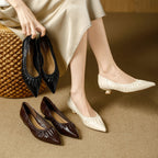 Damen elegante spitze Ballerinas mit raffiniertem Falten-Design