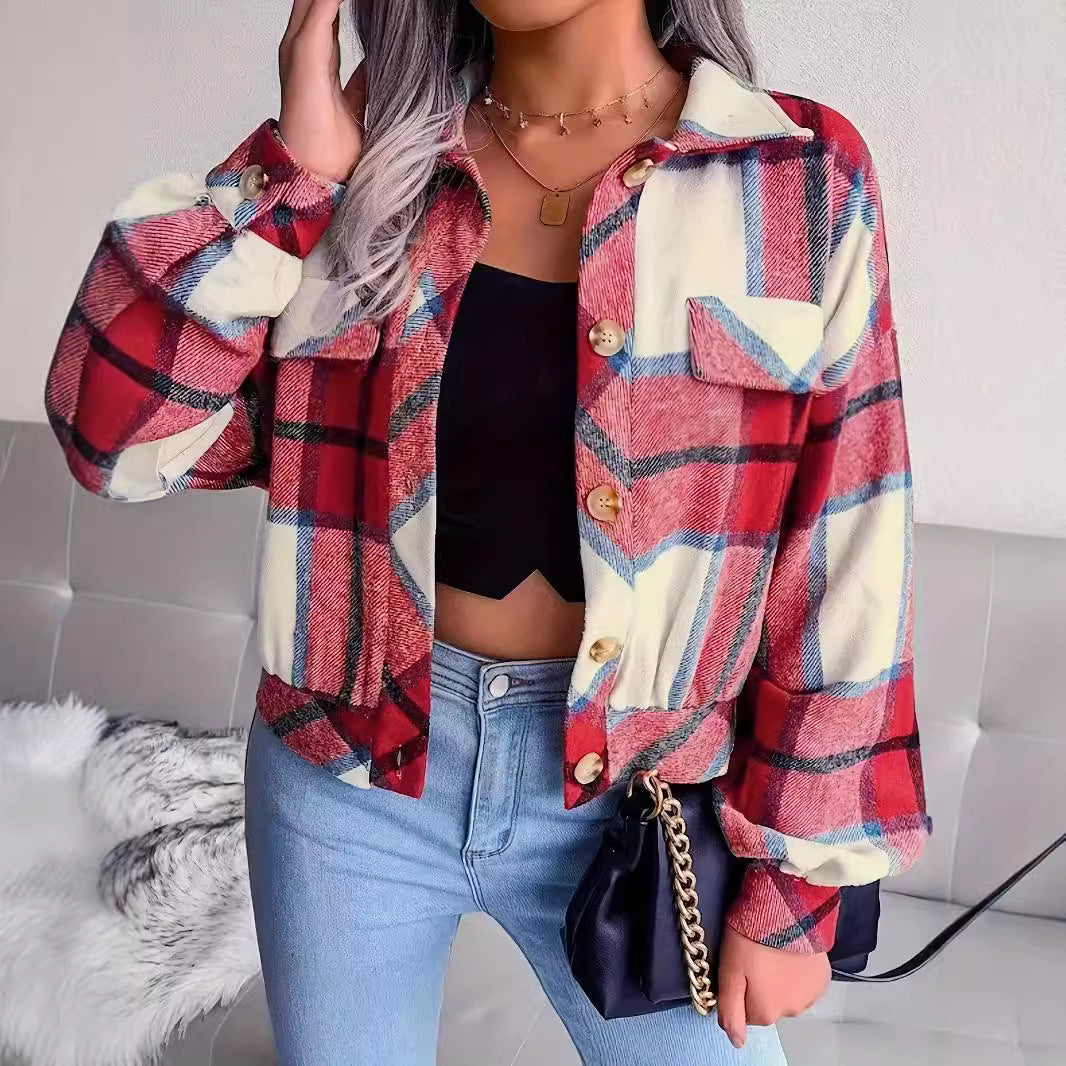 Damen karierte Hemdjacke R&B