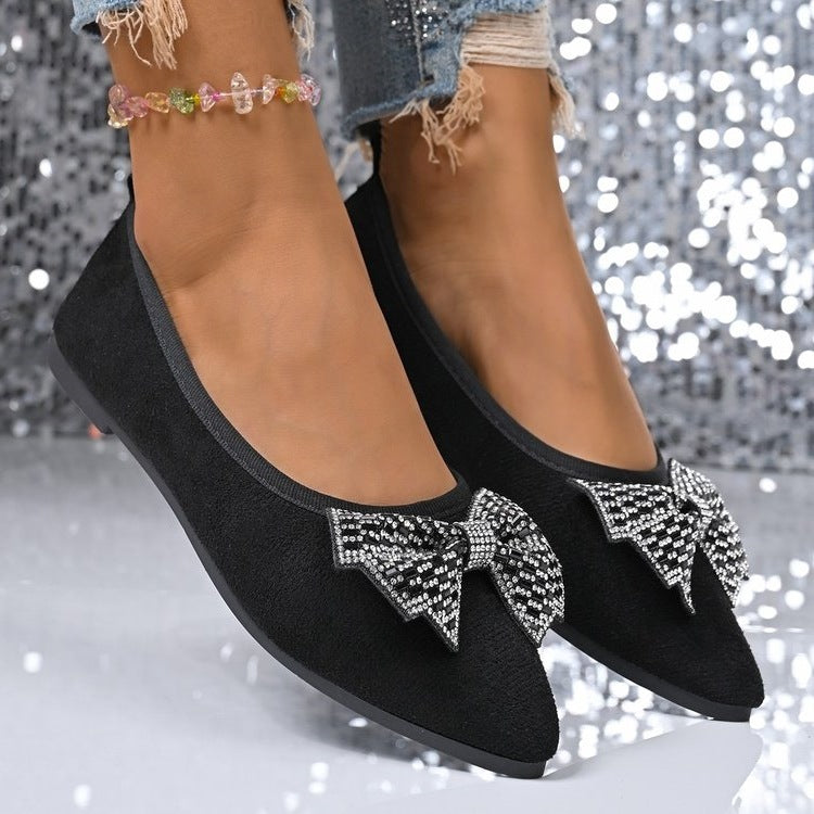 Damen Ballerinas mit funkelnden Strass-Schleifen R&B