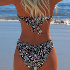 Damen Bikini-Set mit elegantem Strapless-Oberteil und hohem Taillenbund