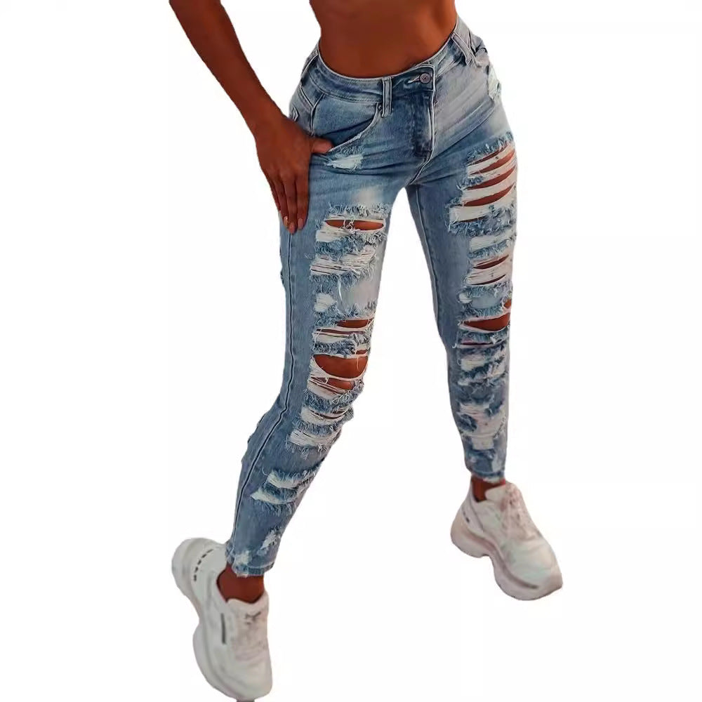 Damen Skinny-Jeans im distressed Look R&B