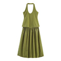 Damen Freizeit Set mit Neckholder und weitem Rock R&B