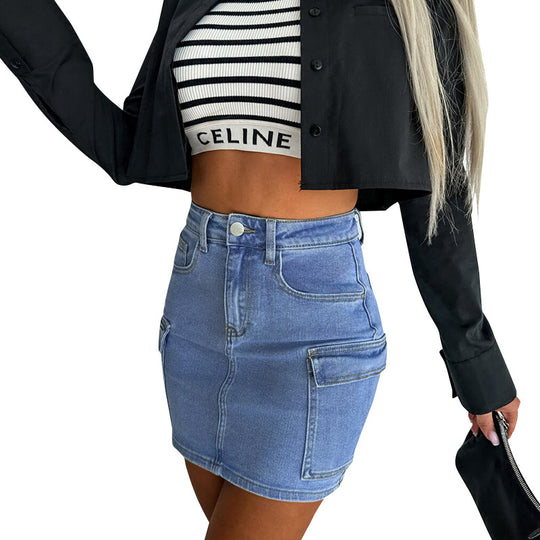 Damen Jeansrock mit praktischen Taschen und figurbetontem Schnitt R&B