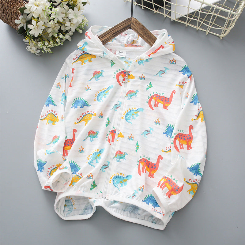 Unisex nan leichte atmungsaktive Kinder Dinosaurier Druck Kapuzenjacke mit Reißverschluss vorne R&B