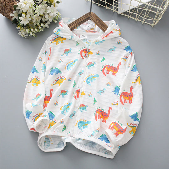 Unisex nan leichte atmungsaktive Kinder Dinosaurier Druck Kapuzenjacke mit Reißverschluss vorne R&B