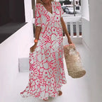 Damen Fließendes Maxikleid mit V-Ausschnitt und floralem Design R&B