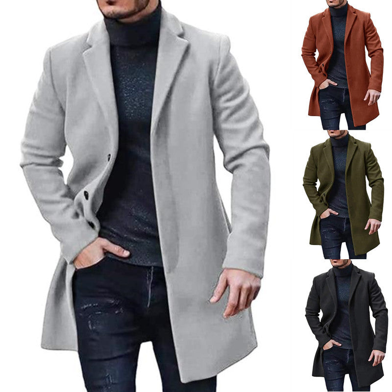 Herren eleganter Langmantel mit modernem Schnitt und praktischen Taschen  1757081343