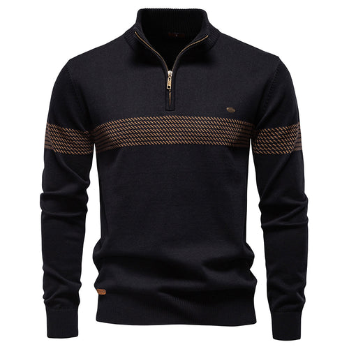 Herren Pullover mit Stehkragen und Reißverschluss R&B