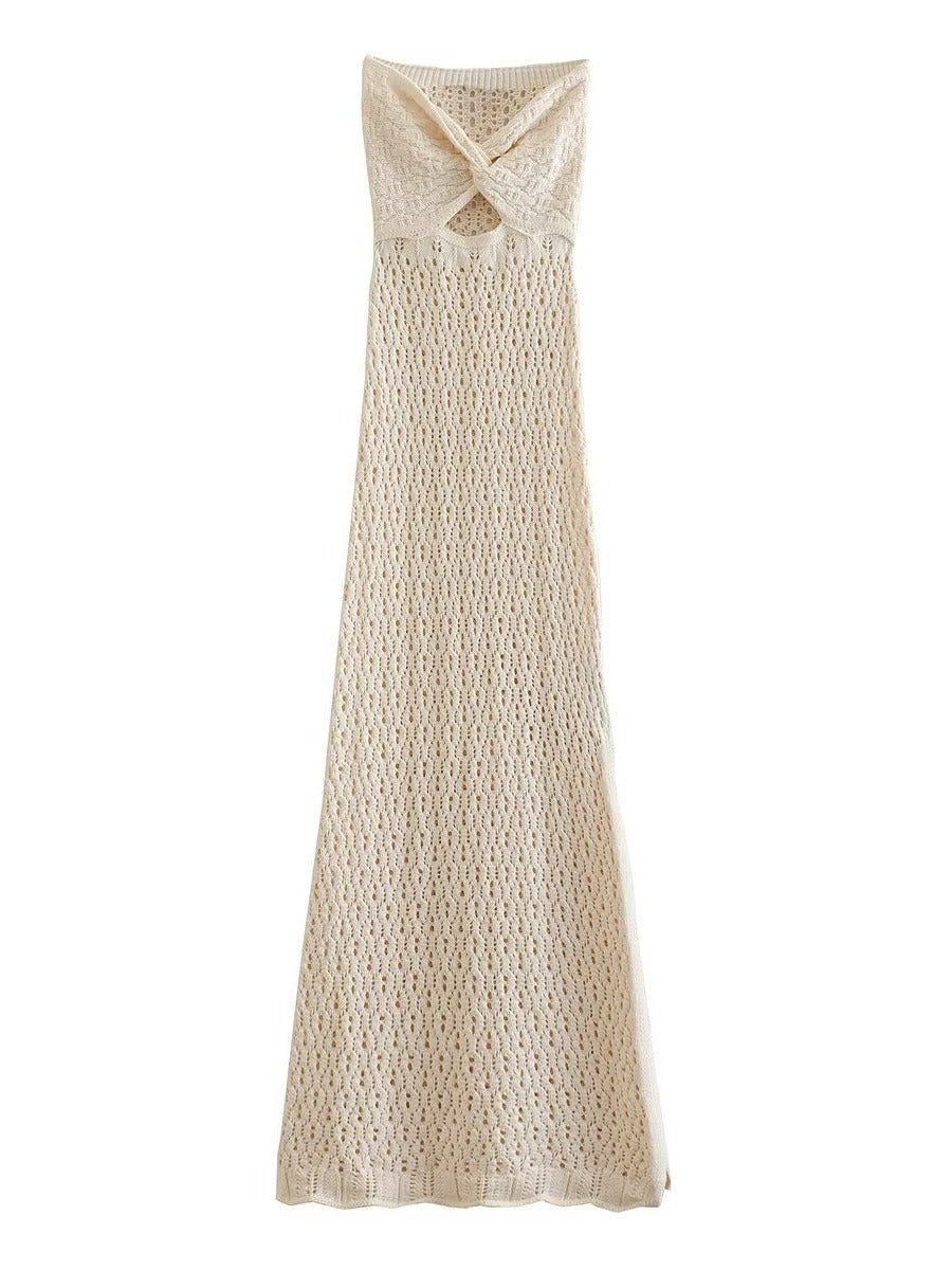 Damen gehäkeltes Maxikleid mit offener Rückenpartie R&B