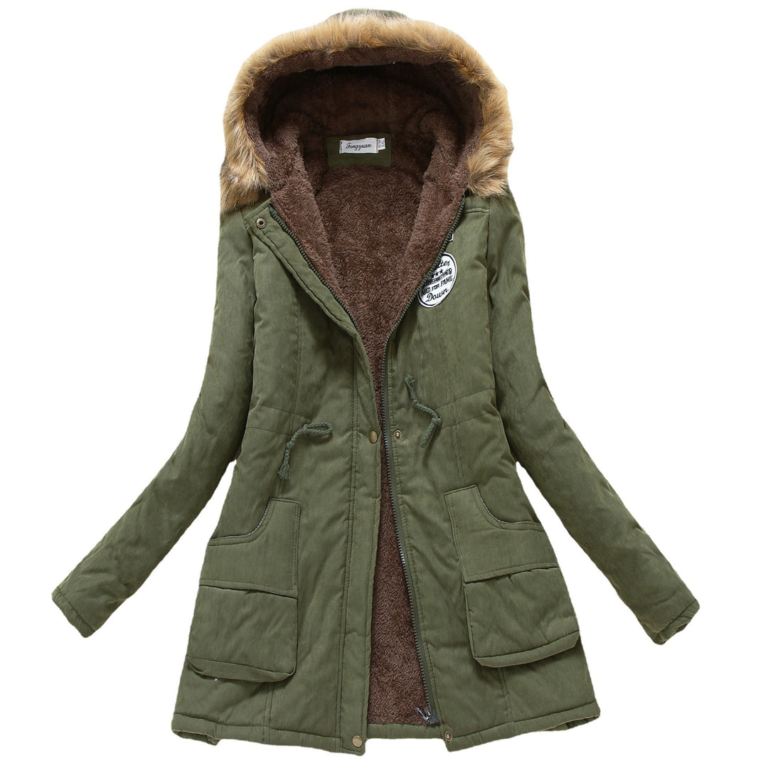 Damen gesteppte Parkajacke mit Kapuze und Kunstfellfutter R&B