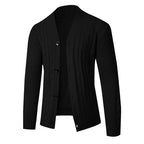 Herren Strickjacke mit elegantem Zopfmuster und hohem Kragen