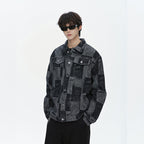 Herren Oversized Jeansjacke im Urban-Style mit grafischem Druck