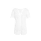 Damen Bluse mit floralen Lochstickereien und V-Ausschnitt R&B