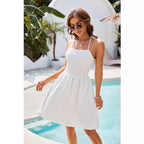 Damen sommerliches Strandkleid mit schulterfreiem Design und elegantem Rock R&B