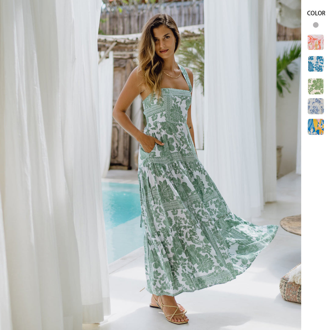 Damen Maxi-Kleid mit voluminösem Saum und angesagtem Blumenprint R&B