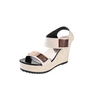 Damen nan Keilabsatz-Sandalette mit Plateau und metallischen Details R&B