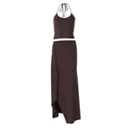 Damen Maxikleid mit asymmetrischem Saum und verstellbarem Träger R&B