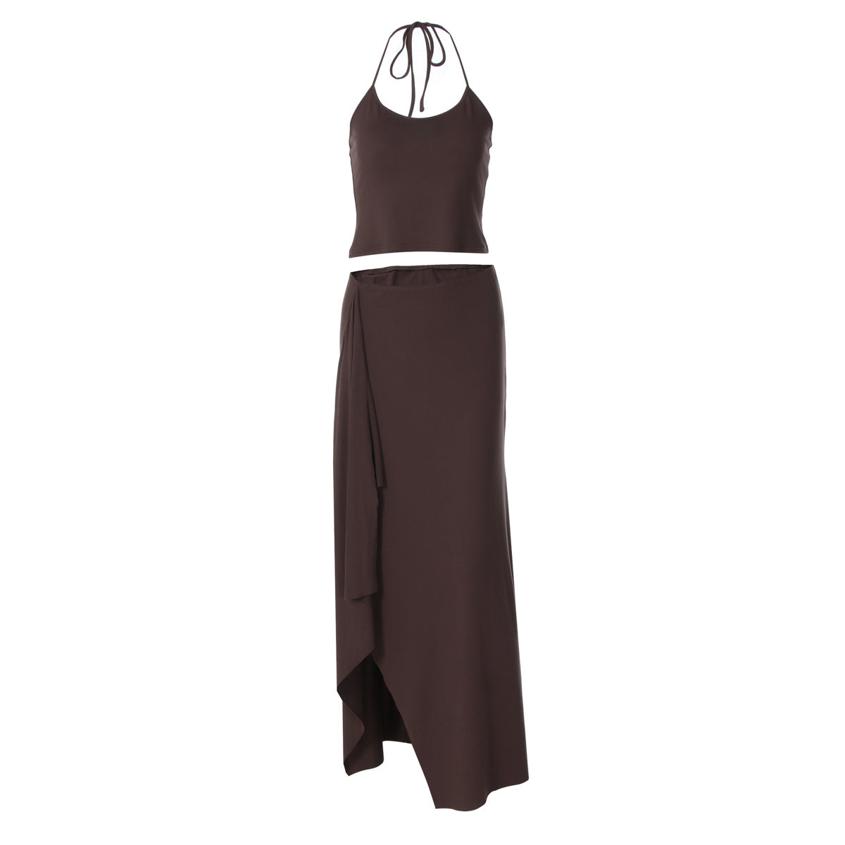 Damen Maxikleid mit asymmetrischem Saum und verstellbarem Träger R&B