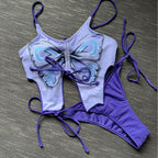 Damen Bikini Top mit Schmetterlingsmuster und passendem Slip R&B