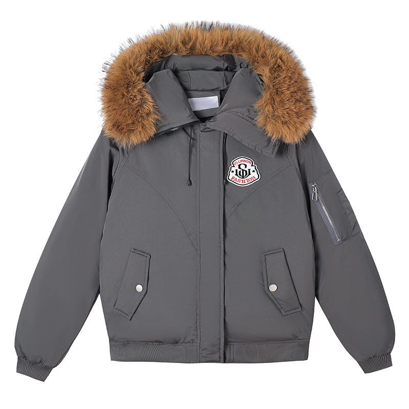 Damen Sportliche Pufferjacke mit abnehmbarem Kunstfellkragen und praktischen Taschen R&B
