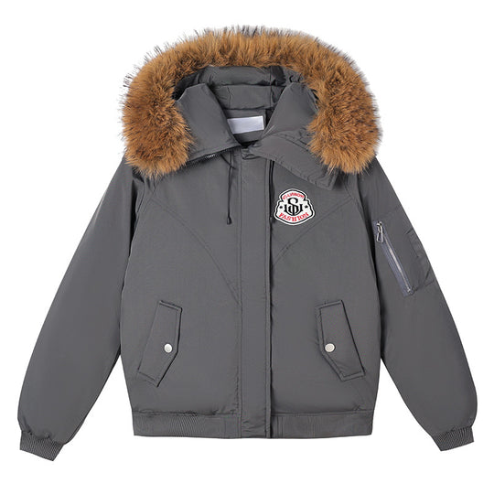 Damen Sportliche Pufferjacke mit abnehmbarem Kunstfellkragen und praktischen Taschen R&B