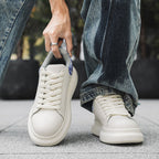 Damen Komfortable Leder Sneakers mit dicker Sohle R&B