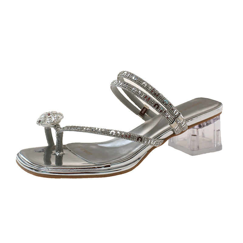 Damen Glamouröse Riemchen-Sandalen mit funkelndem Absatz R&B