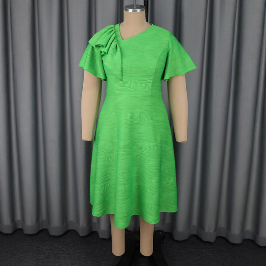Damen Midikleid mit asymmetrischem Schal und voluminösen Ärmeln R&B