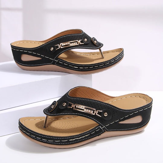 Damen Komfortable Wedge-Sandalen mit verstellbarem Riemen R&B