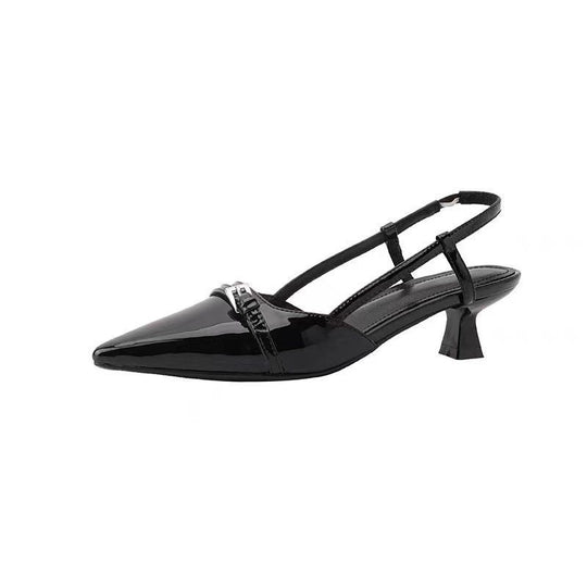 Damen Slingback Pumps mit spitzem Design und glänzender Oberfläche R&B